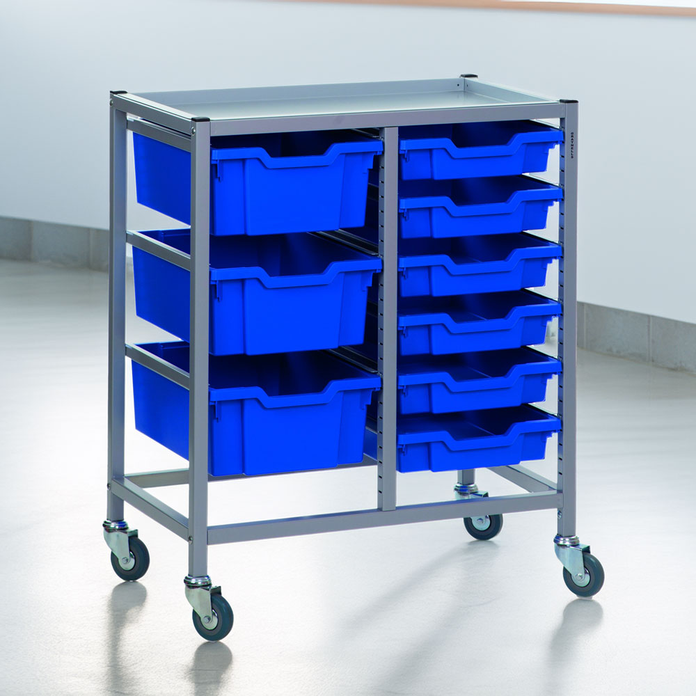 Mobile Metal School Tray Storage