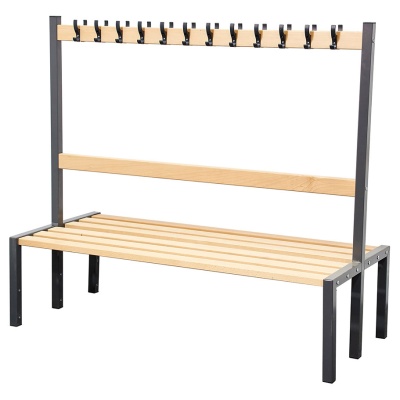 Double Cloakroom Hook Bench - Black