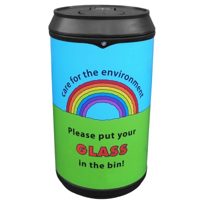 Drinks Can Recycling Bin with Rainbow Graphics