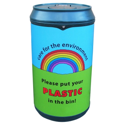 Drinks Can Recycling Bin with Rainbow Graphics