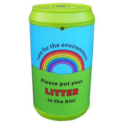 Drinks Can Recycling Bin with Rainbow Graphics