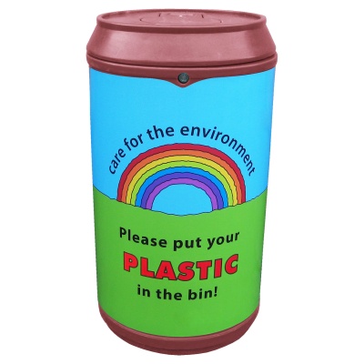 Drinks Can Recycling Bin with Rainbow Graphics