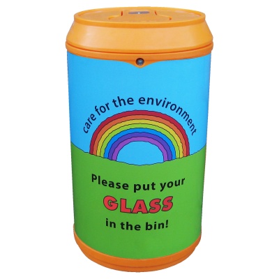 Drinks Can Recycling Bin with Rainbow Graphics