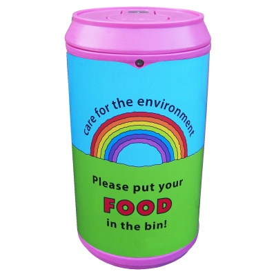 Drinks Can Recycling Bin with Rainbow Graphics