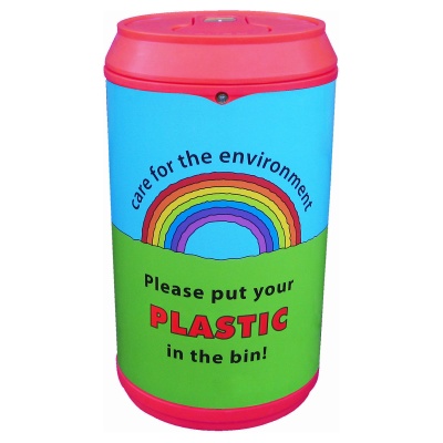 Drinks Can Recycling Bin with Rainbow Graphics