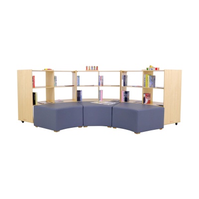 3 Shelf Curved Storage Units & Ottomans Set