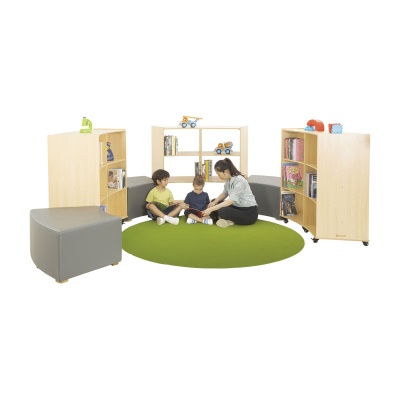 3 Shelf Curved Storage Units & Ottomans Set