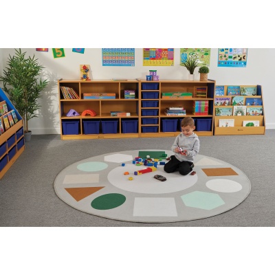 Classroom Geometric Shapes Scandi Round Rug