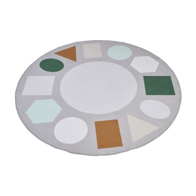 Classroom Geometric Shapes Scandi Round Rug