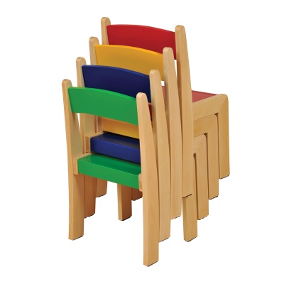 Children's Wooden Stacking Children's Chair - Mixed Colours (Pack of 4)