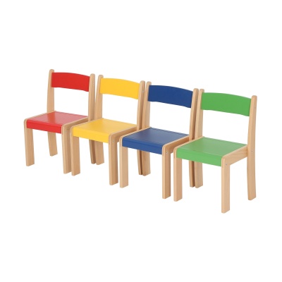 Children's Wooden Stacking Children's Chair - Mixed Colours (Pack of 4)