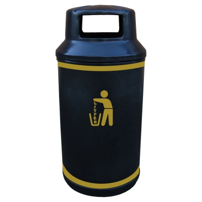 Universal Litter Bin with Gold Banding 90 Litre