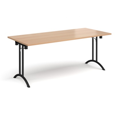 Rectangular Folding Leg Table with Curved Foot Rails