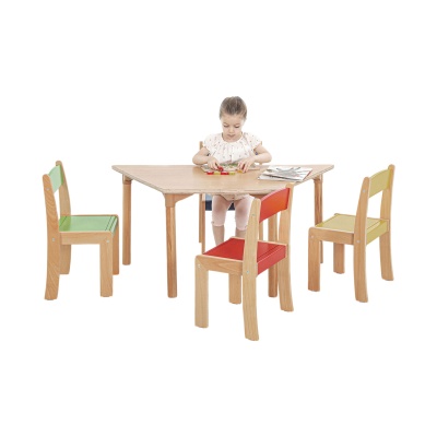 Children's Beechwood Trapezoid Table