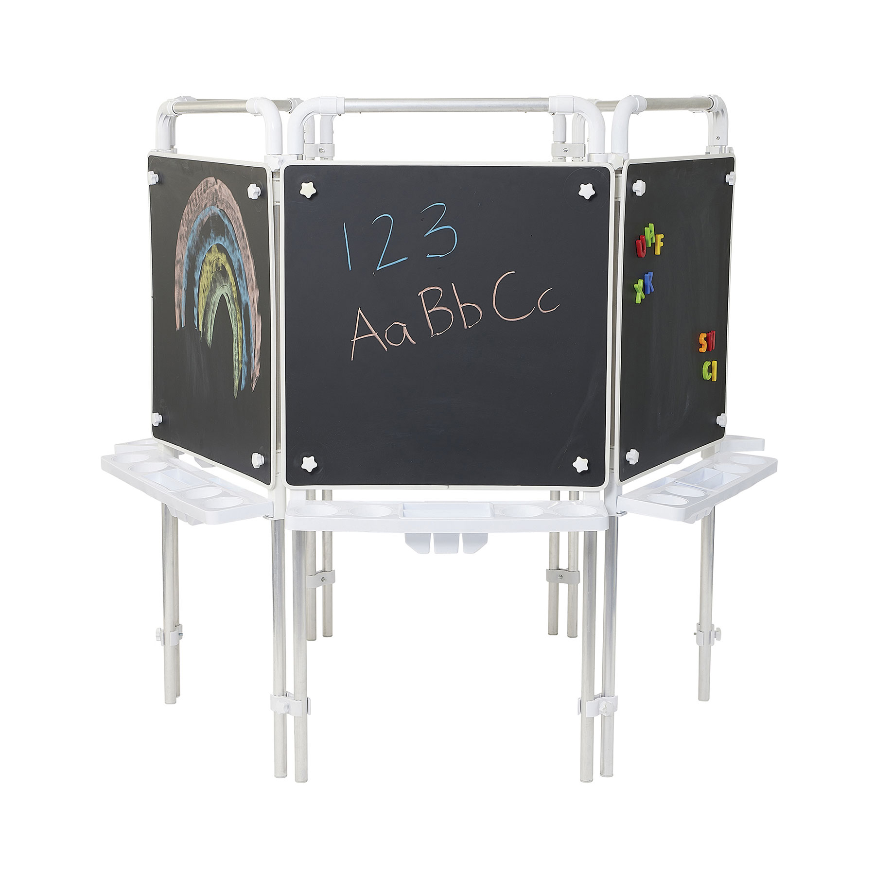 6 Sided Children's Easel + 6 Magnetic Chalkboards