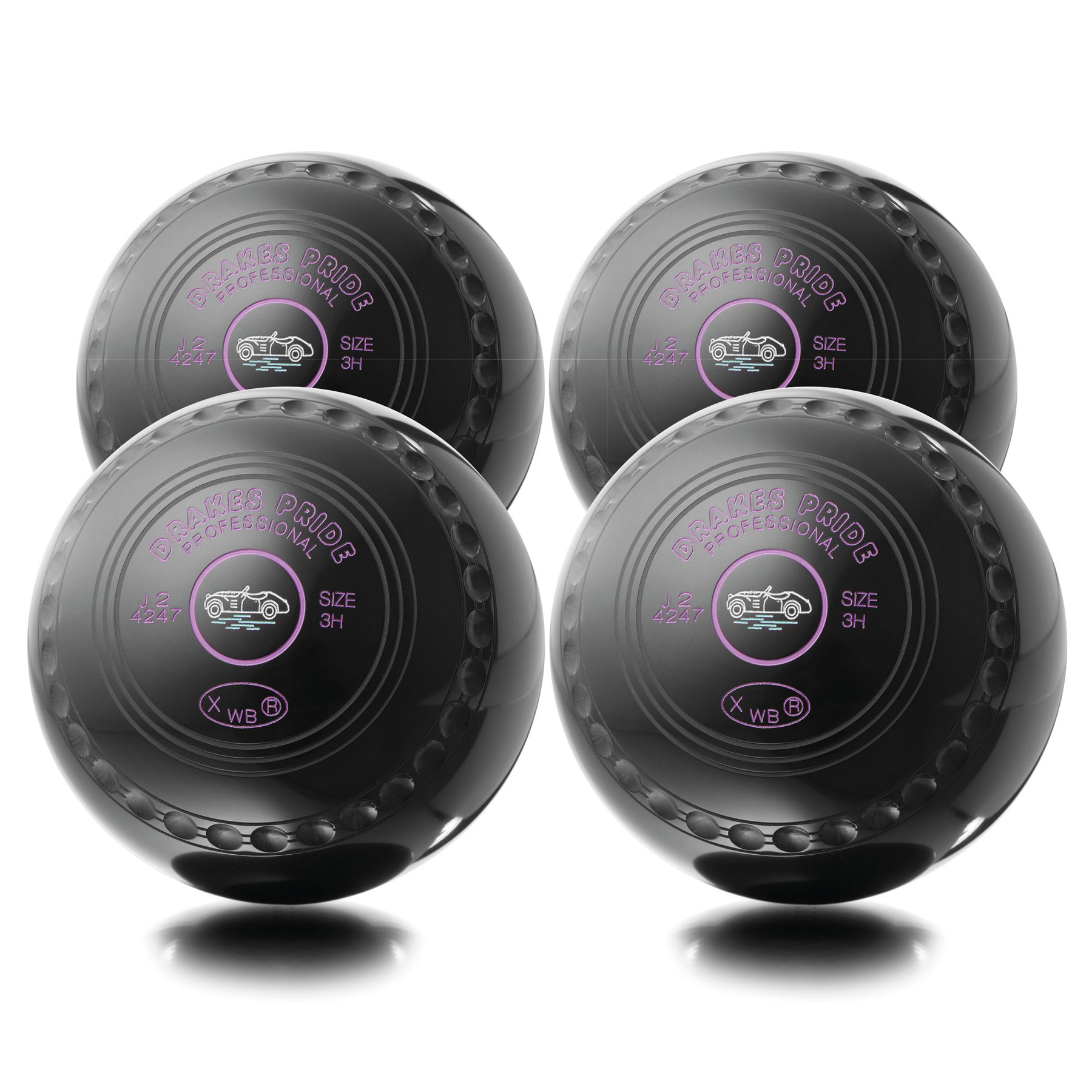 Professional Lawn Bowls Black, Set Of 4