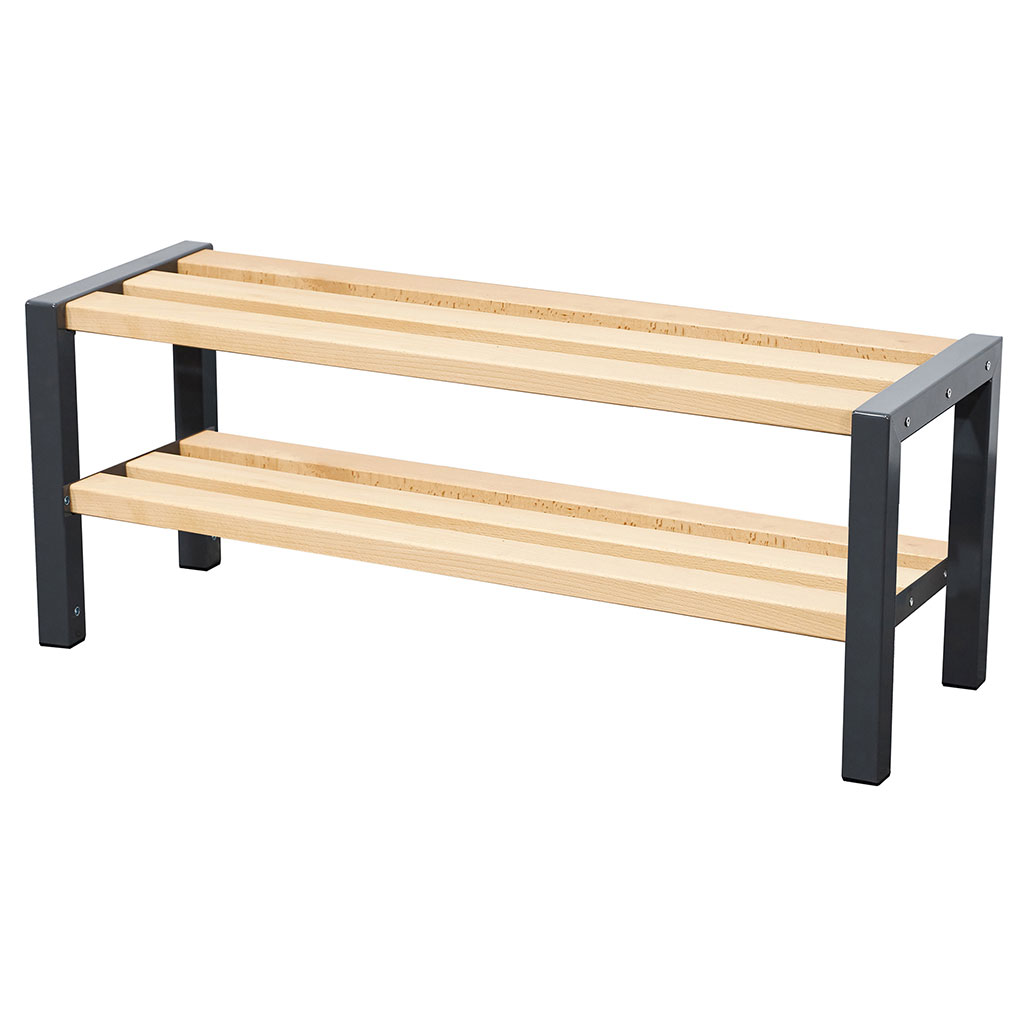 Single Sided Cloakroom Bench + Boot Rack - Black