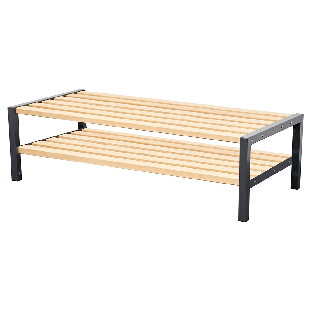 Double Sided Cloakroom Bench + Boot Rack - Black