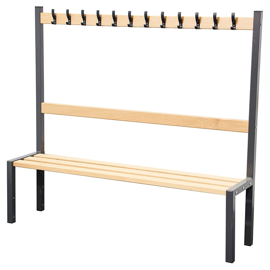 Single Sided Cloakroom Hook Bench - Black