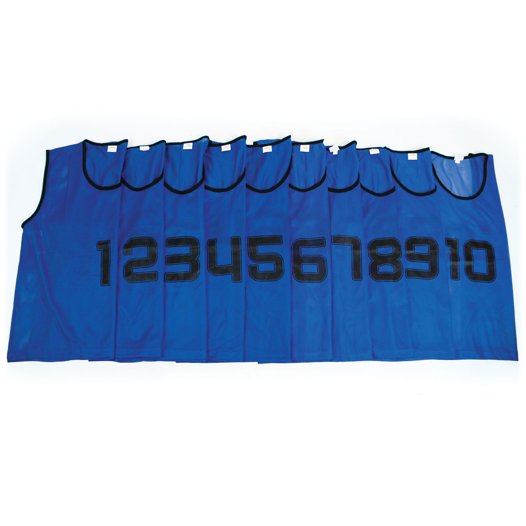 Mesh Training Bib Numbered 1-10, Blue, Set Of 10