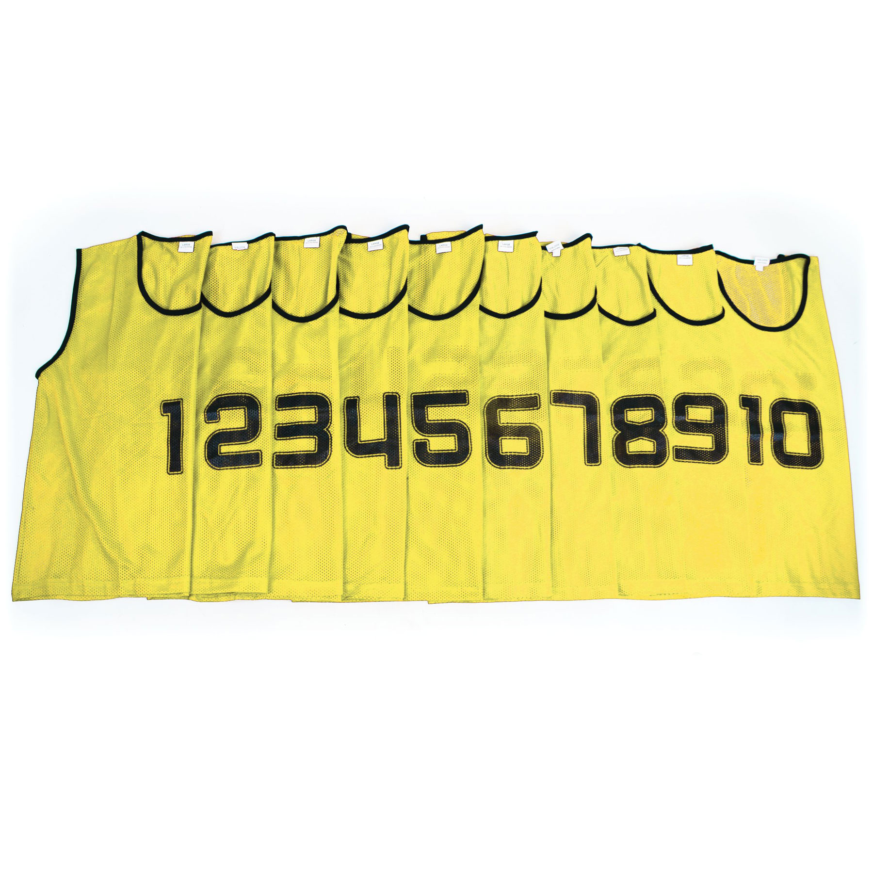 Mesh Training Bib Numbered 1-10, Yellow, Set Of 10