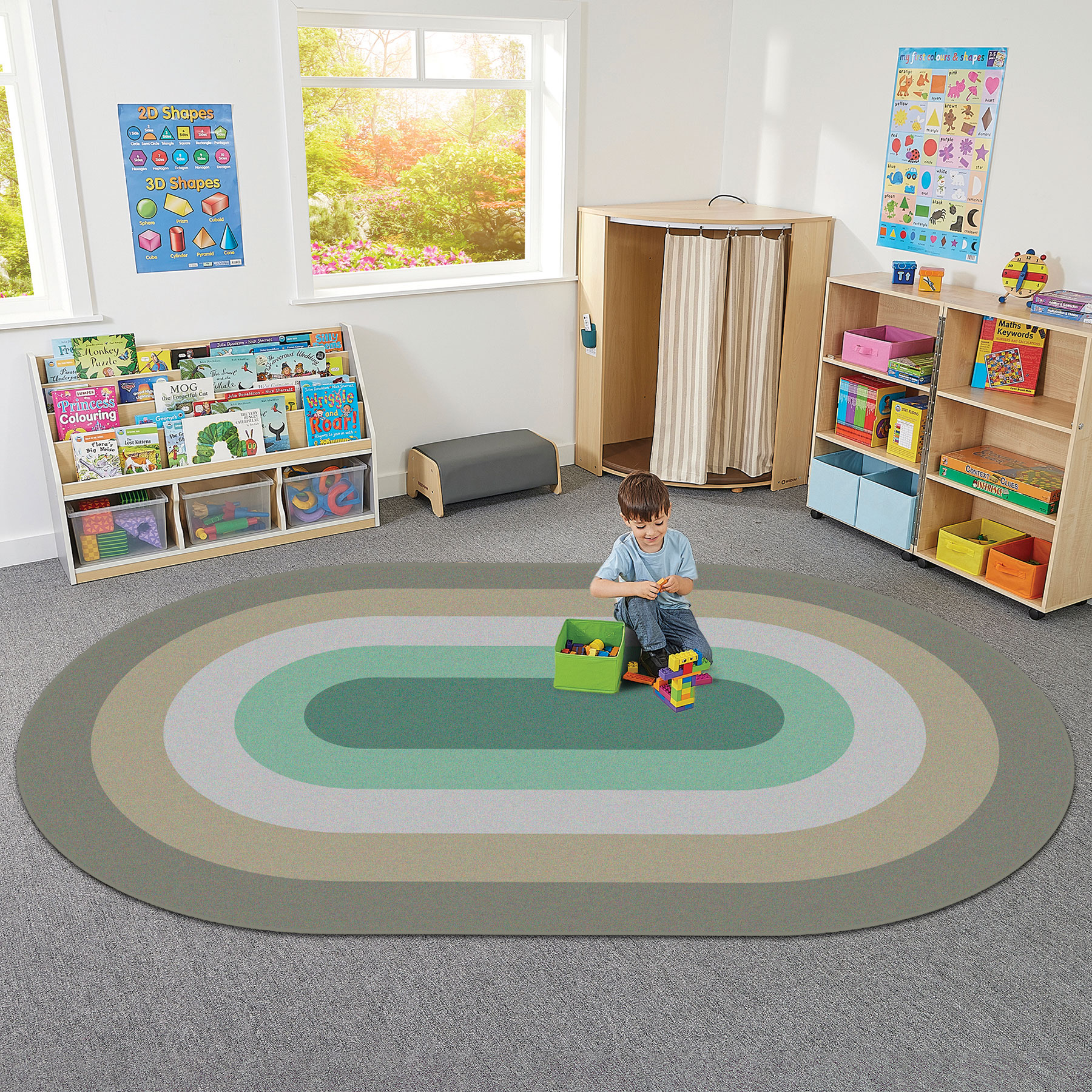 Classroom Oval Runway Scandi Rug