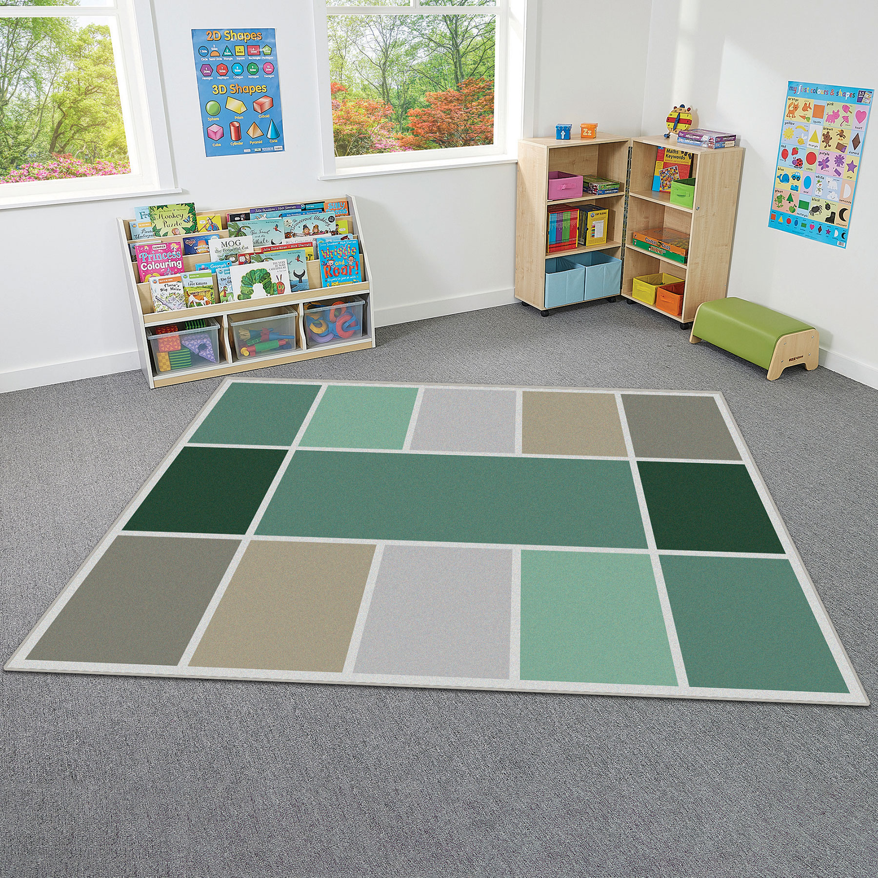 Classroom Colour Block Scandi Rug