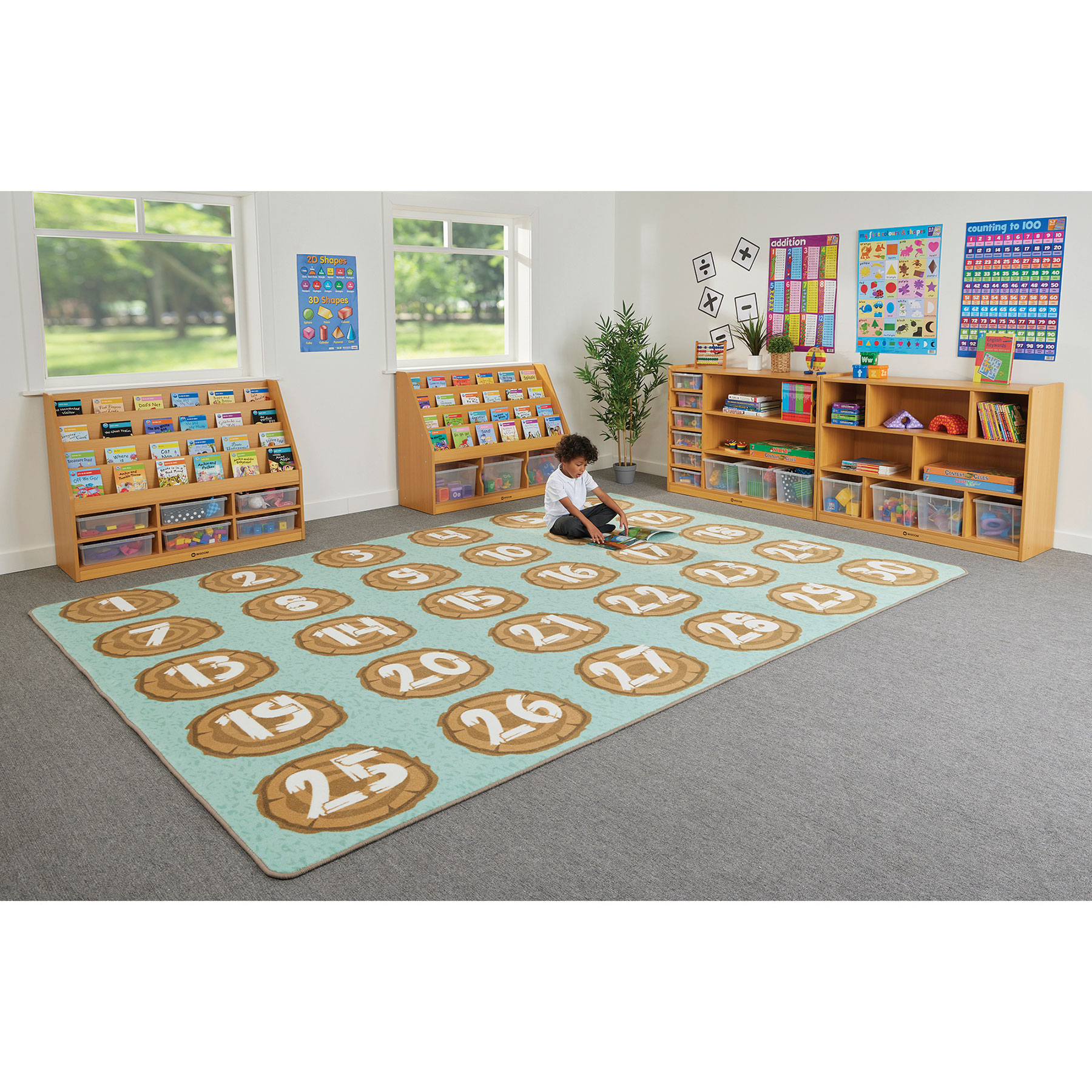 Number Logs Learning Rug