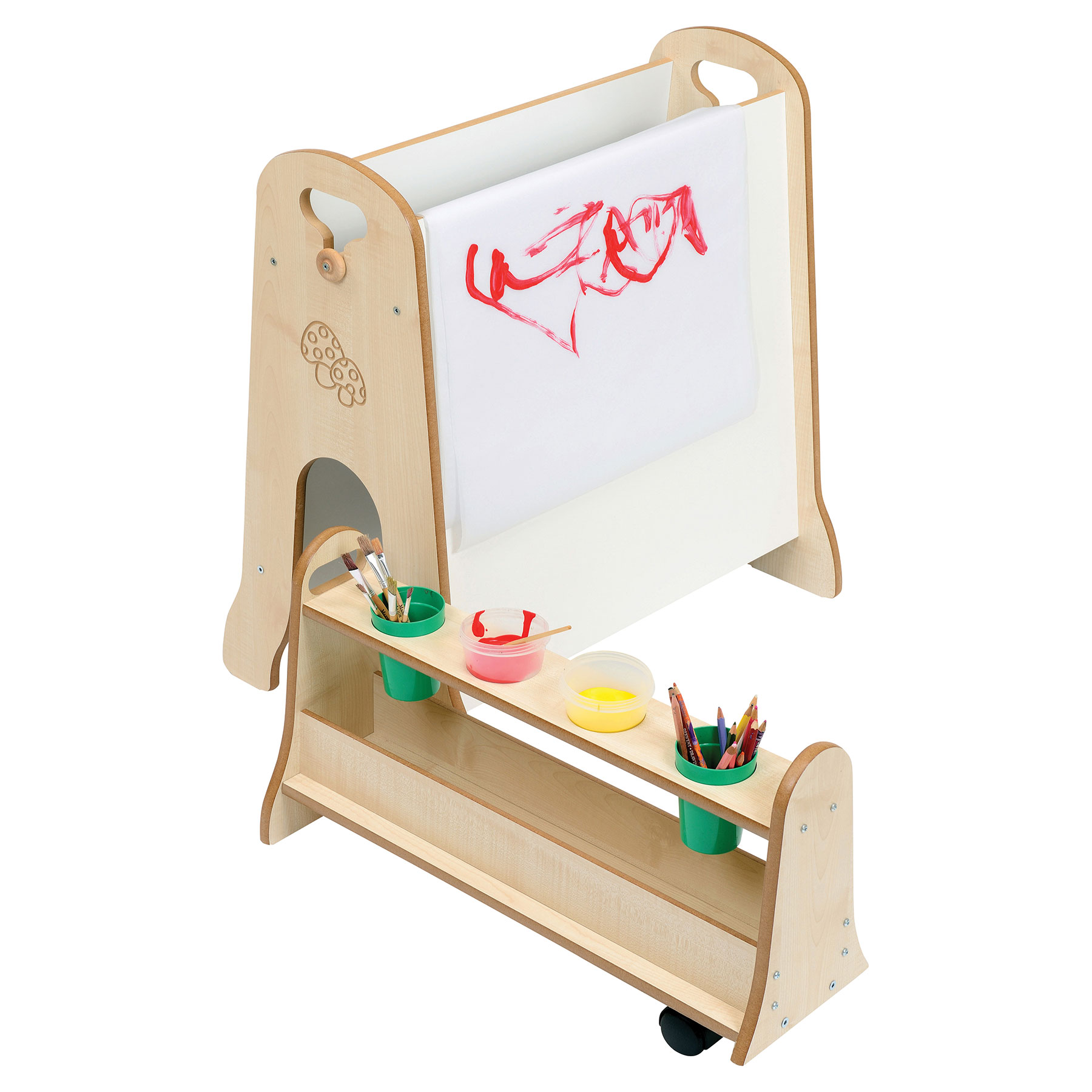 Children's Blackboard / Whiteboard Mini Easel + Storage Trolley