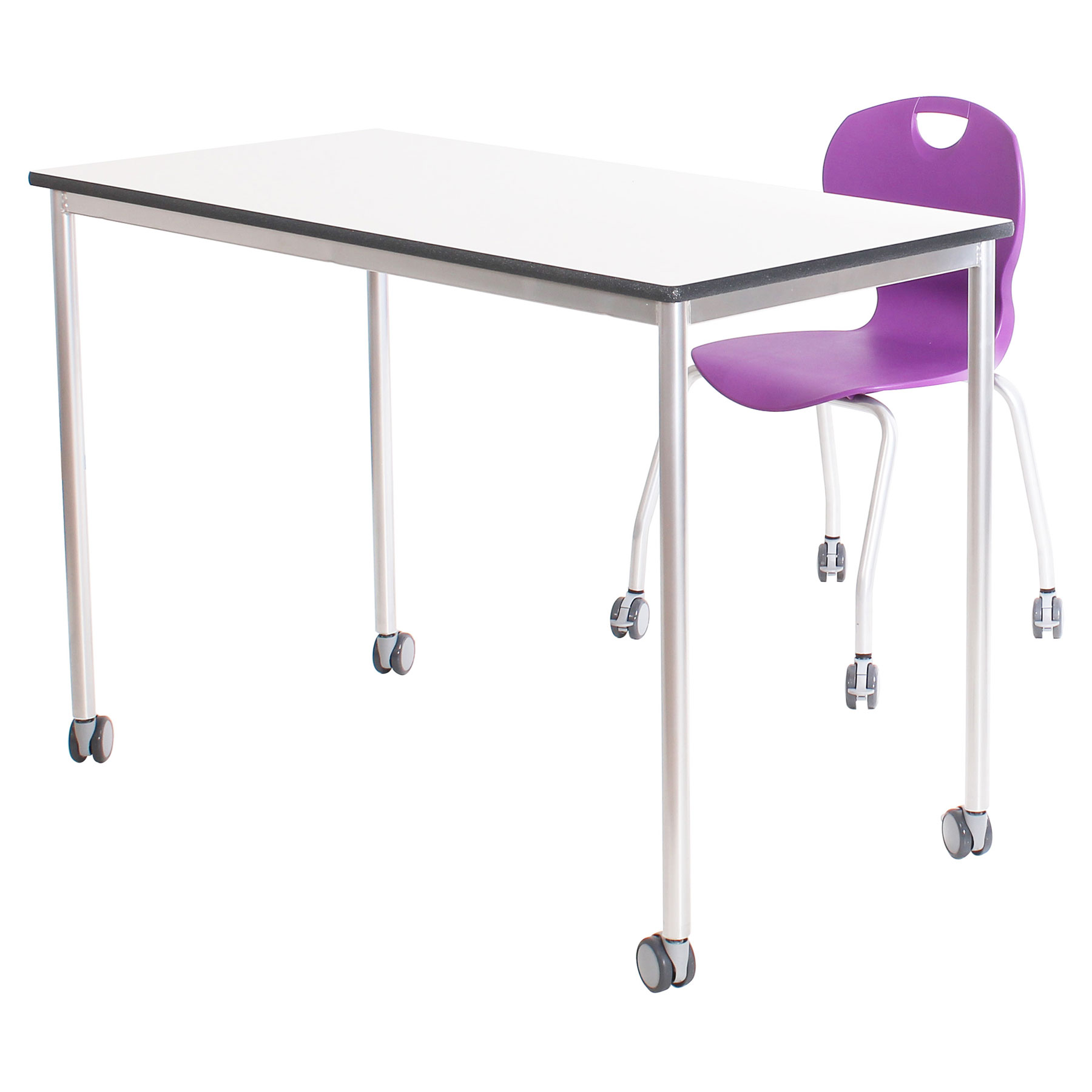 Advanced Premium Round Leg Rectangular School Table + Castors