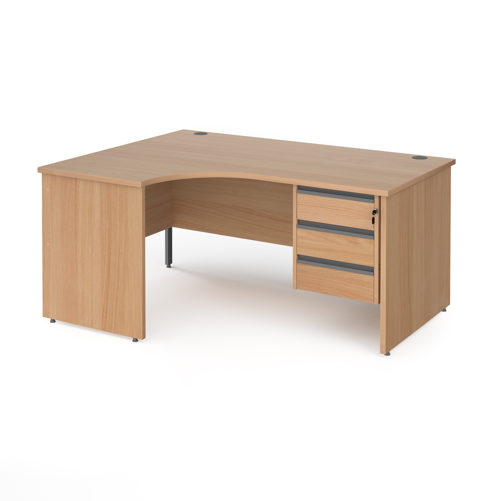 Contract 25 Panel Leg Left Hand Ergonomic Desk with 3 Drawer Pedestal