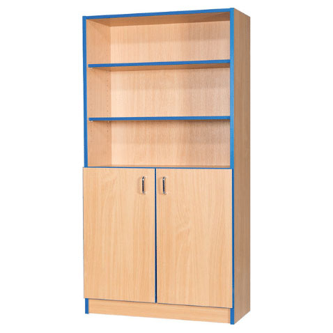 Folio Wide Library Bookcase + Cupboard & Flat Top