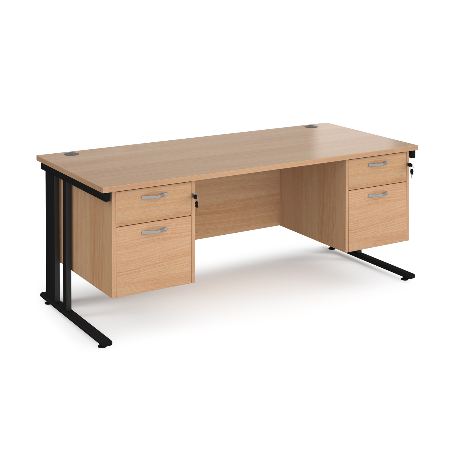 Maestro 25 Cable Managed Leg Straight Desk with Two x 2 Drawer Pedestal 800mm Deep