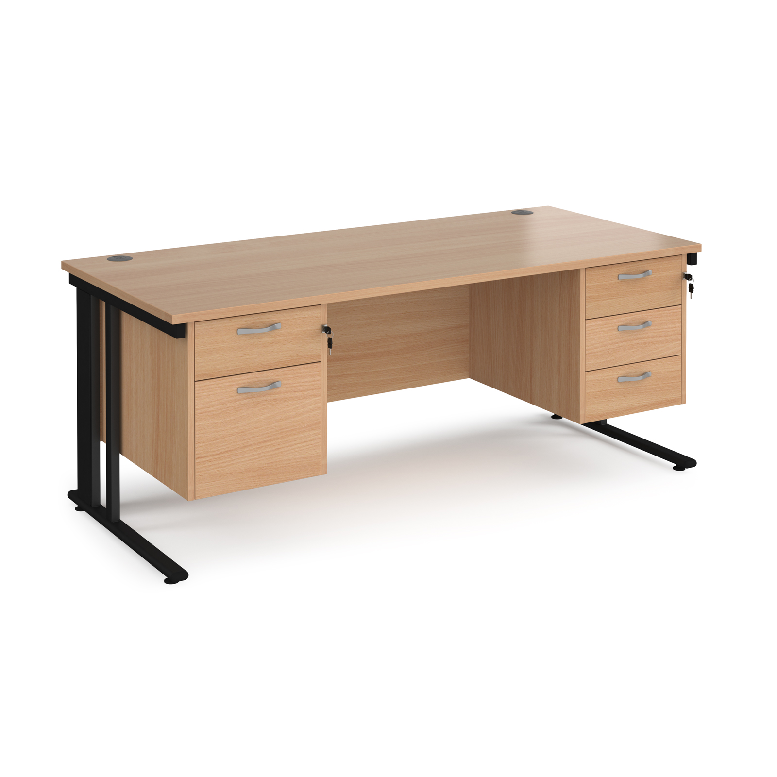 Maestro 25 Cable Managed Leg Straight Desk with 2 & 3 Drawer Pedestals 800mm Deep