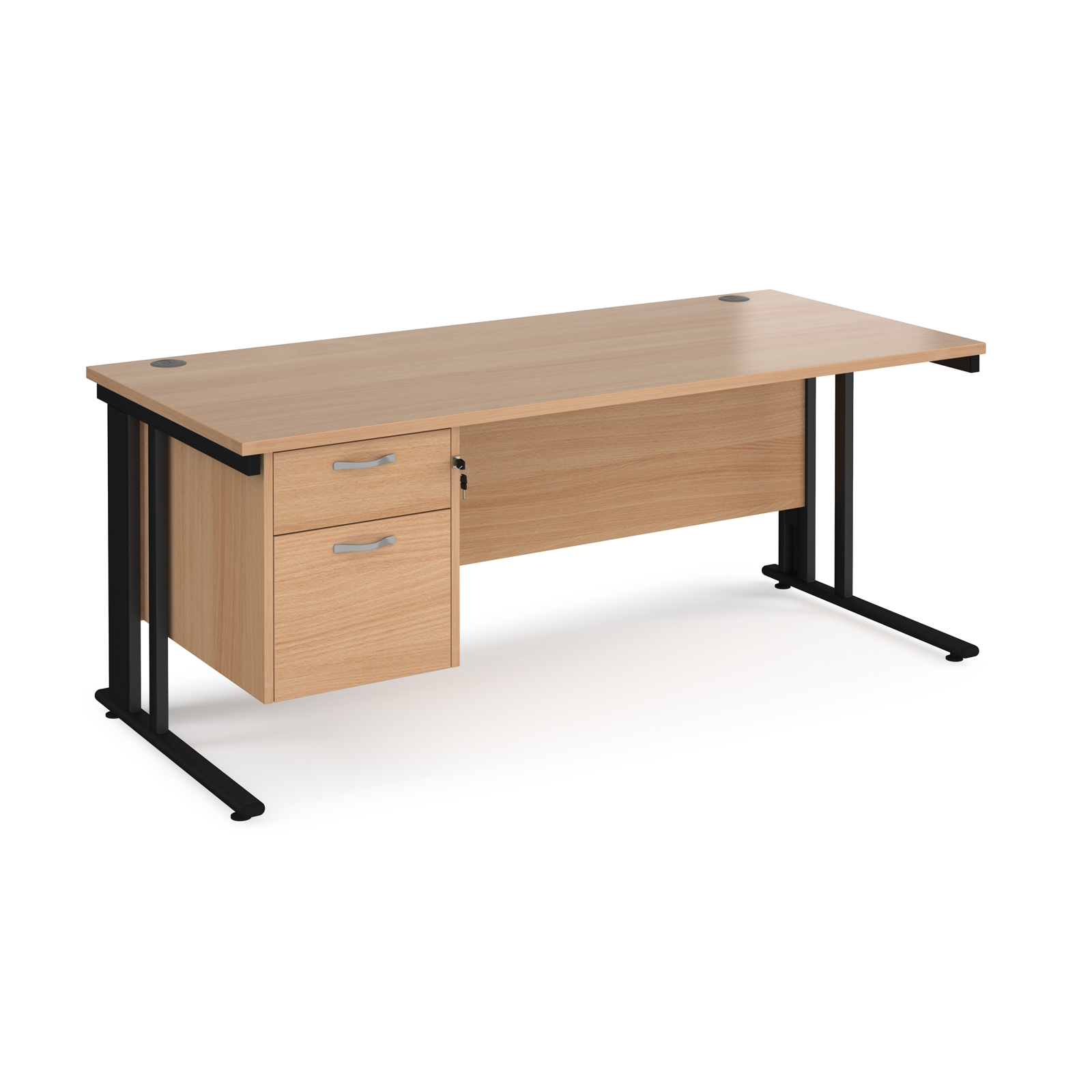 Maestro 25 Cable Managed Leg Straight Desk with 2 Drawer Pedestal 800mm Deep