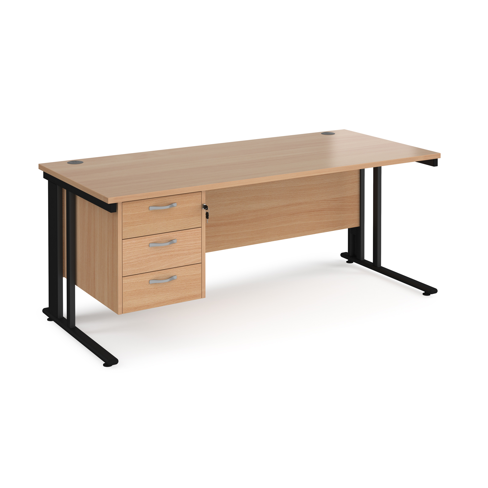 Maestro 25 Cable Managed Leg Straight Desk with 3 Drawer Pedestal 800mm Deep