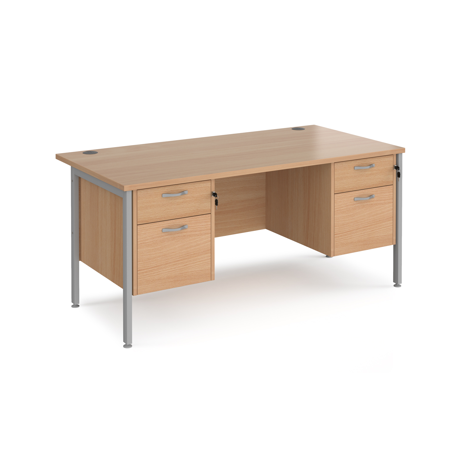 Maestro 25 H-Frame Leg Straight Desk with Two x 2 Drawer Pedestal 800mm Deep