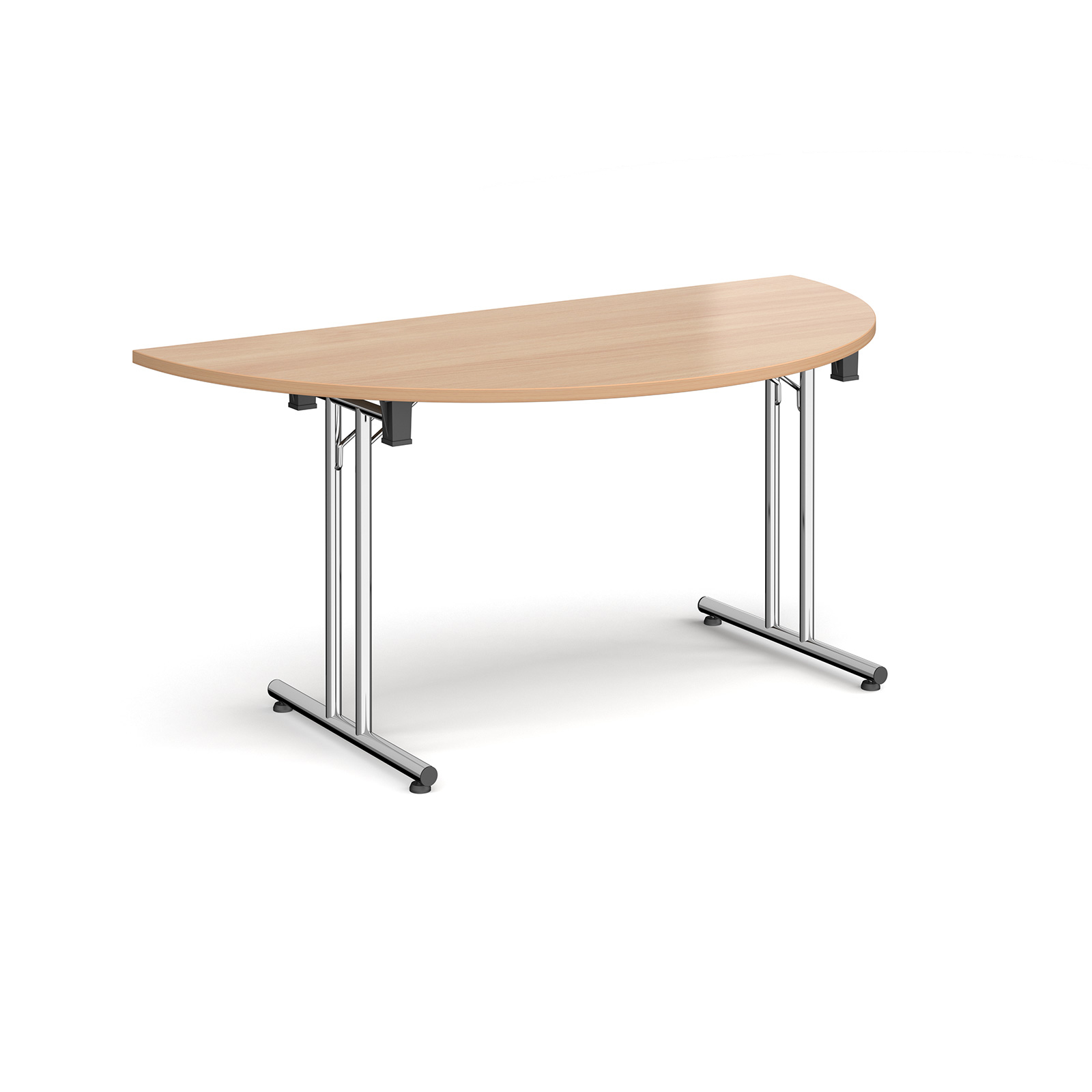 Semi Circular Folding Leg Table with Straight Foot Rails