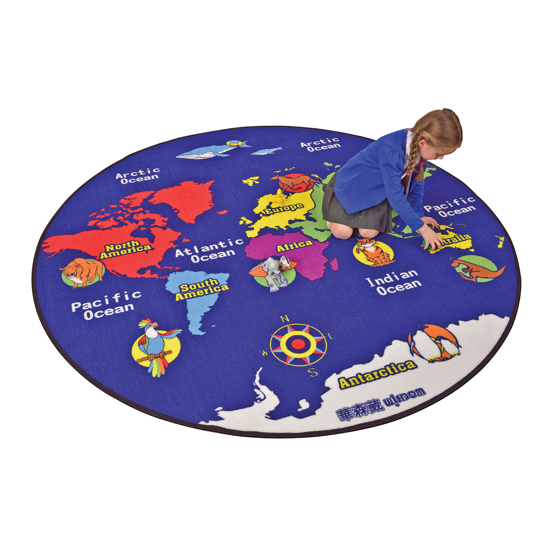 World Map Round Rug