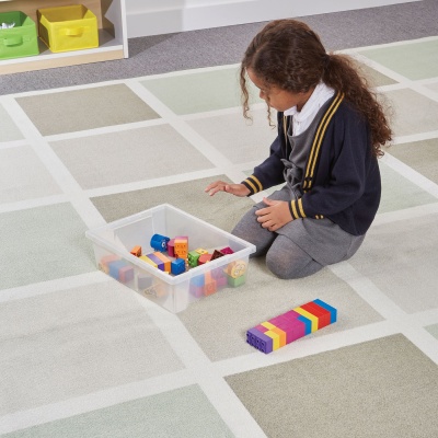 Neutral Squares Classroom Rug