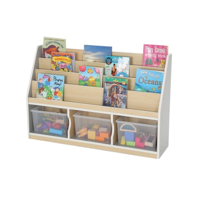 Thrifty 3 Compartment Book Storage + 3 Clear Trays