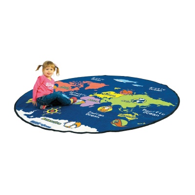 World Map Round Rug