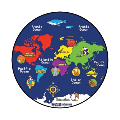 World Map Round Rug